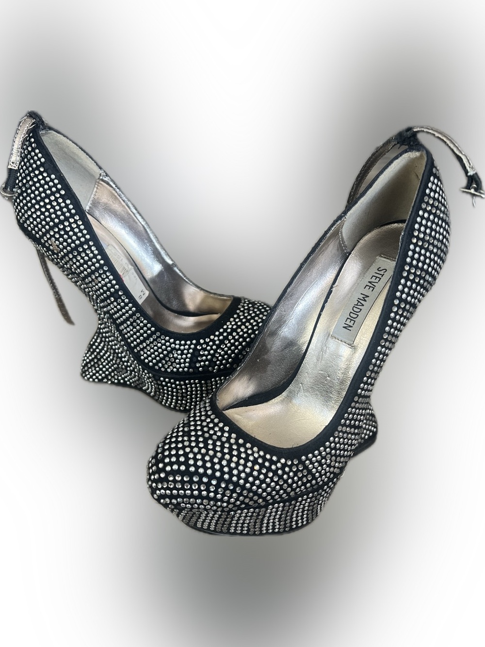 Steve Madden Gossip Black Rhinestone Platform Heels
